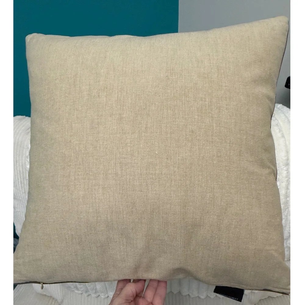 Cynthia Rowley London Map Throw Pillow 20x20 Beige Embroidered Travel Souvenir